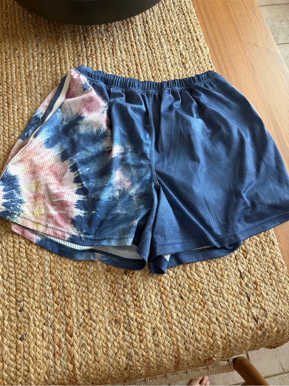 FP Movement by Free People Navy Shorts with Pink & Blue Tie-Dye Panel